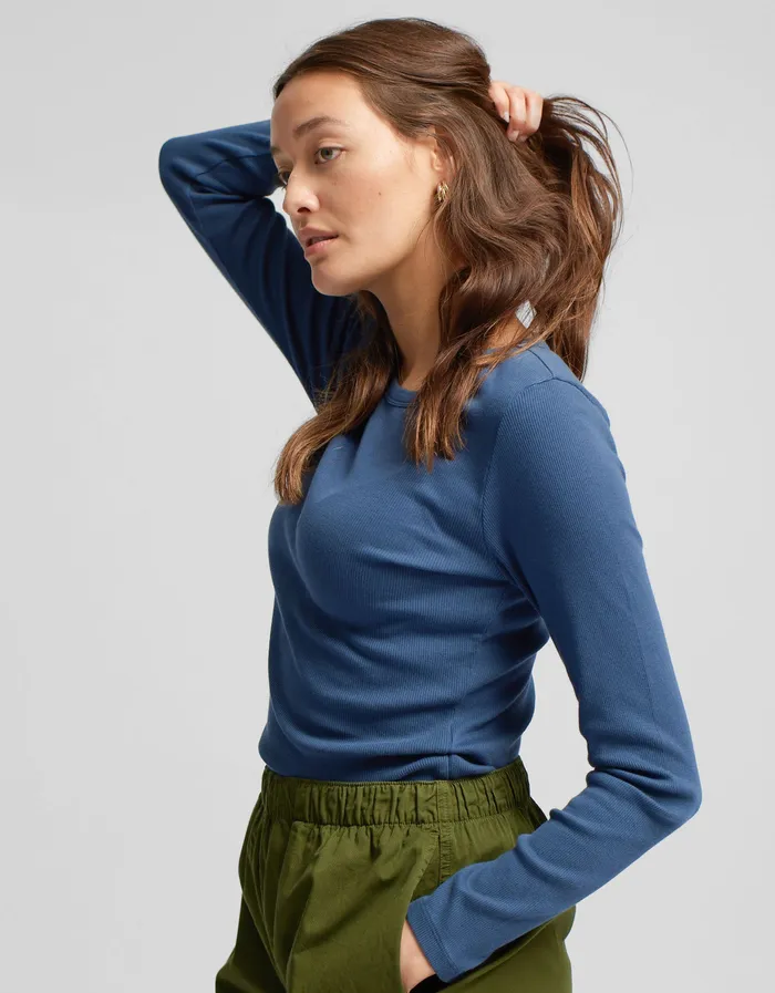 Women Long Sleeve Tops Colorfulstandard Women Organic Rib LS TShirt 8211 Soft Lavender