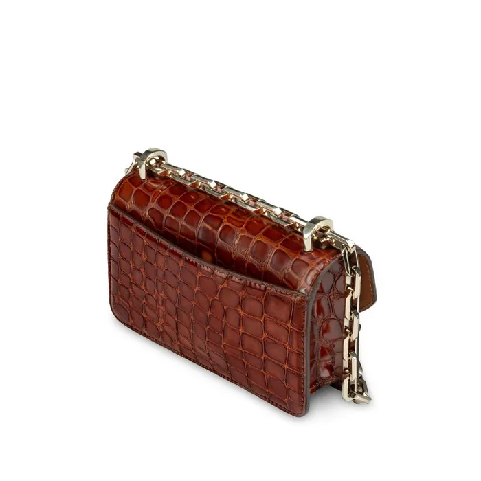 Women Loubi54 Mini Crossbody Bag 8211 Alligator Embossed Calf Leather 8211 Acajou Christian Louboutin Crossbody Bags