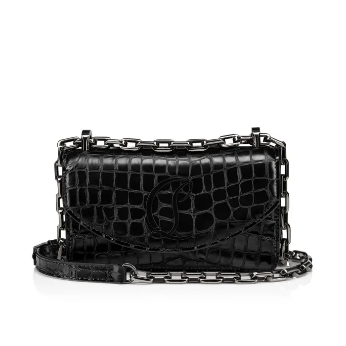 Women Loubi54 Mini Crossbody Bag 8211 Alligator Embossed Calf Leather 8211 Black Christian Louboutin Shoulder Bags Women Loubi54 Mini Crossbody Bag 8211 Alligator Embossed Calf Leather 8211 Black Christian Louboutin Shoulder Bags