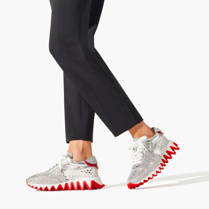 Women Loubishark P Strass Sneakers 8211 Glittered Calf Leather Suede And Strass 8211 Silver Christian Louboutin Sneakers Women Loubishark P Strass Sneakers 8211 Glittered Calf Leather Suede And Strass 8211 Silver Christian Louboutin Sneakers