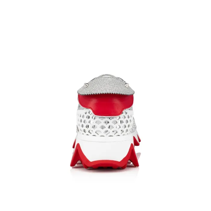 Women Loubishark P Strass Sneakers 8211 Glittered Calf Leather Suede And Strass 8211 Silver Christian Louboutin Sneakers
