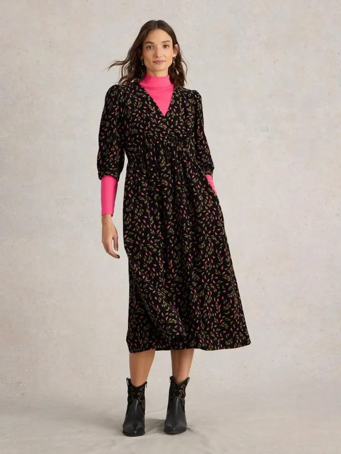 Women Lucy Cord Midi Dress Black Print White Stuff Dresses