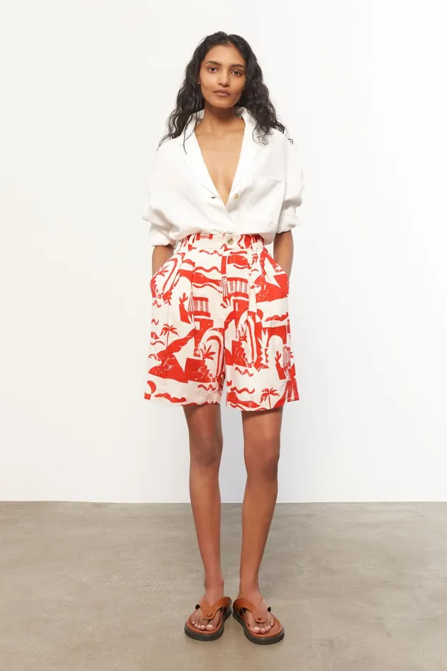 Women Mara Hoffman Pants and Shorts Poe Short Red Cream