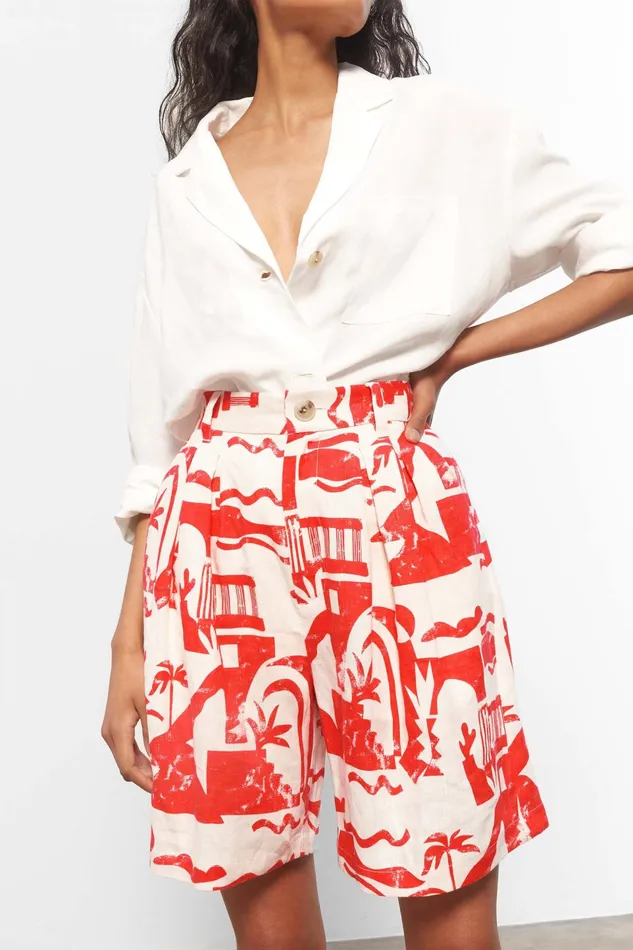 Women Mara Hoffman Pants and Shorts Poe Short Red Cream