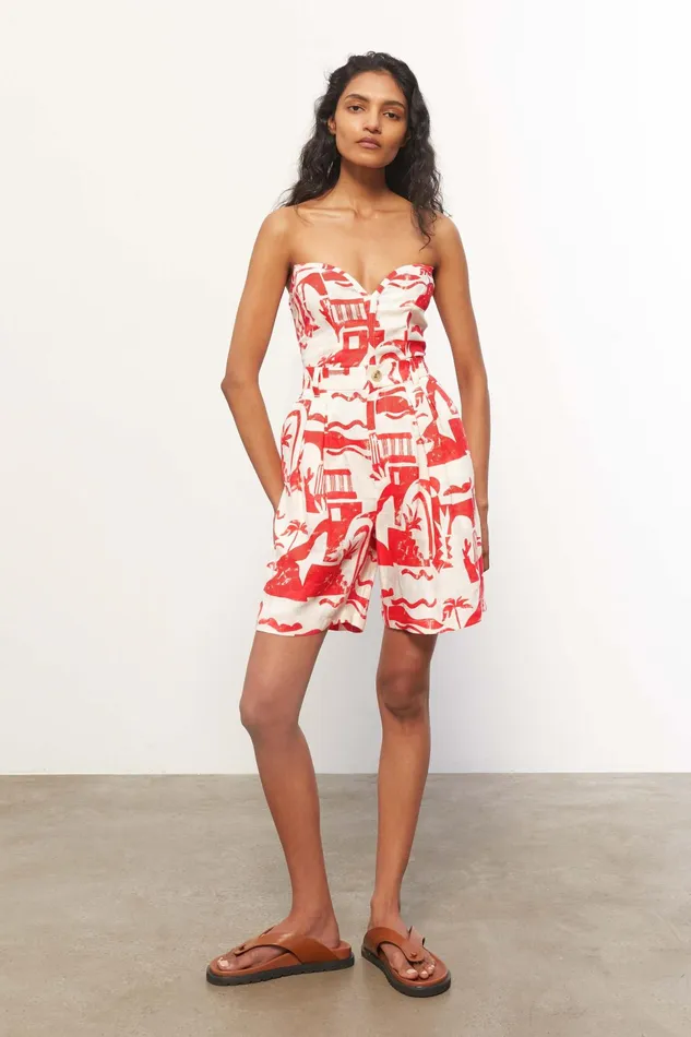 Women Mara Hoffman Pants and Shorts Poe Short Red Cream