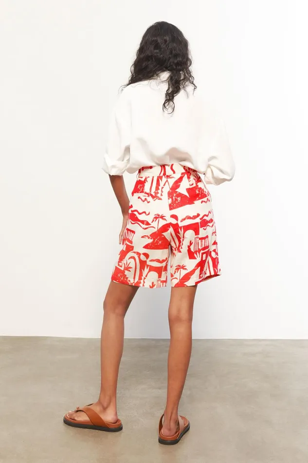 Women Mara Hoffman Pants and Shorts Poe Short Red Cream