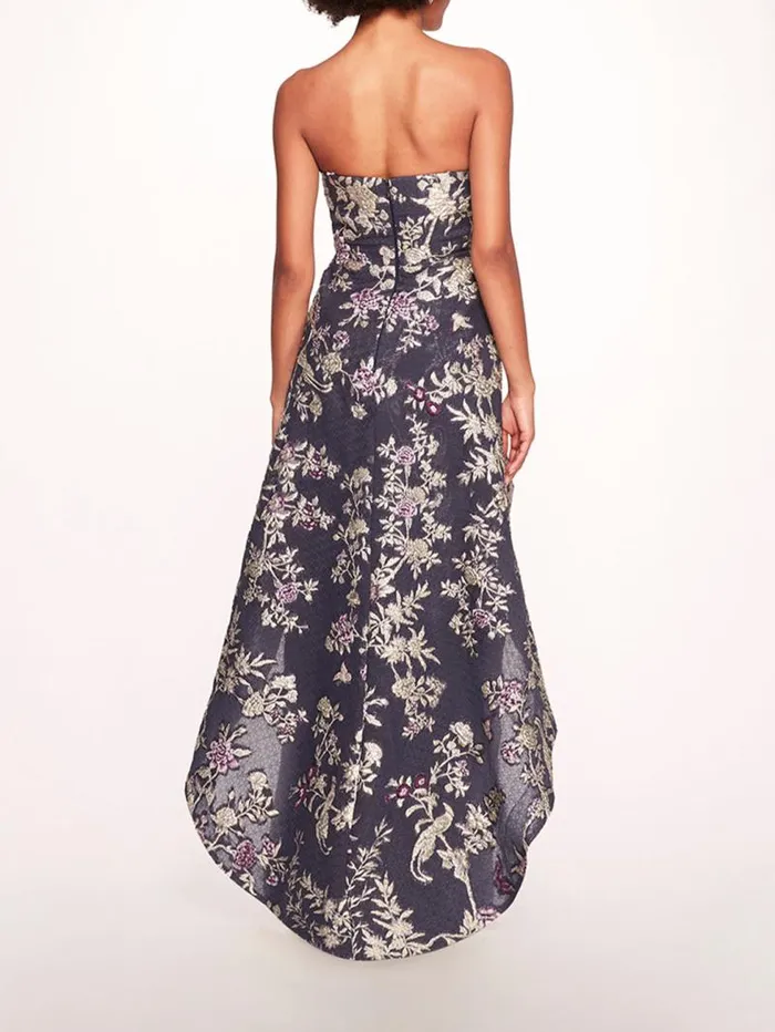 Women Marchesa Marchesa Notte Strapless Gilded Gown Navy