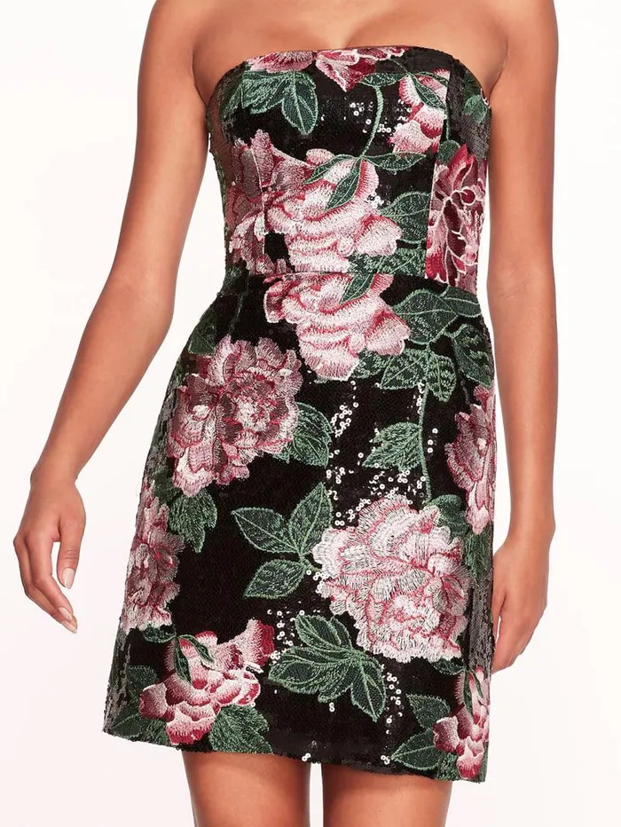 Women Marchesa Marchesa Notte Strapless Sequin Mini Dress Black