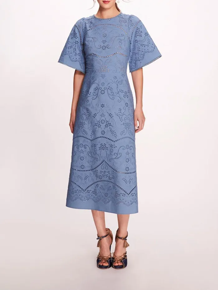 Women Marchesa Marchesa Rosa Dhalia Midi Dress Blue