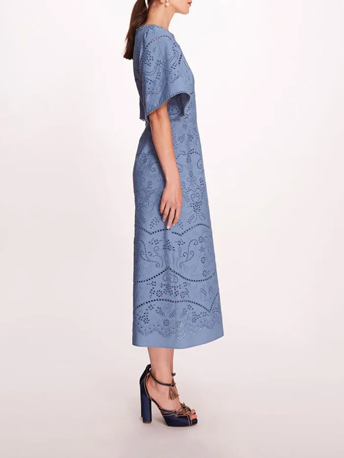 Women Marchesa Marchesa Rosa Dhalia Midi Dress Blue