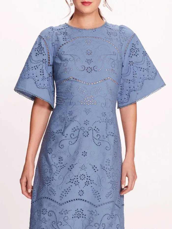 Women Marchesa Marchesa Rosa Dhalia Midi Dress Blue