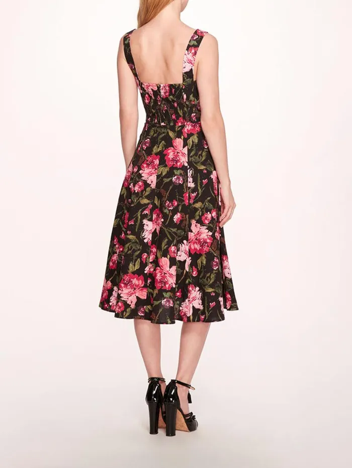 Women Marchesa Marchesa Rosa Holly Midi Dress Magenta Black