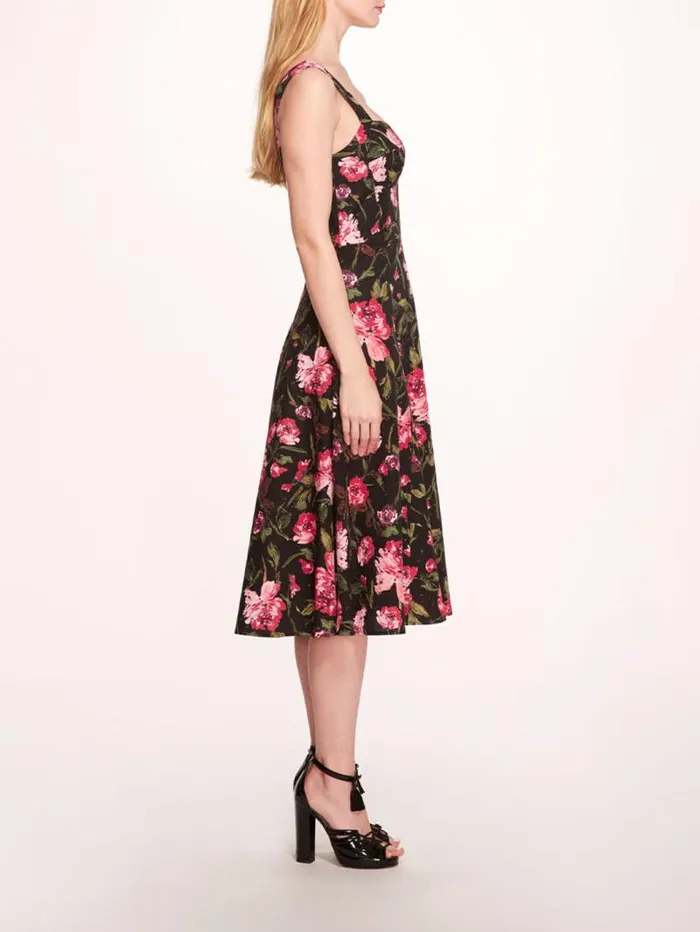 Women Marchesa Marchesa Rosa Holly Midi Dress Magenta Black