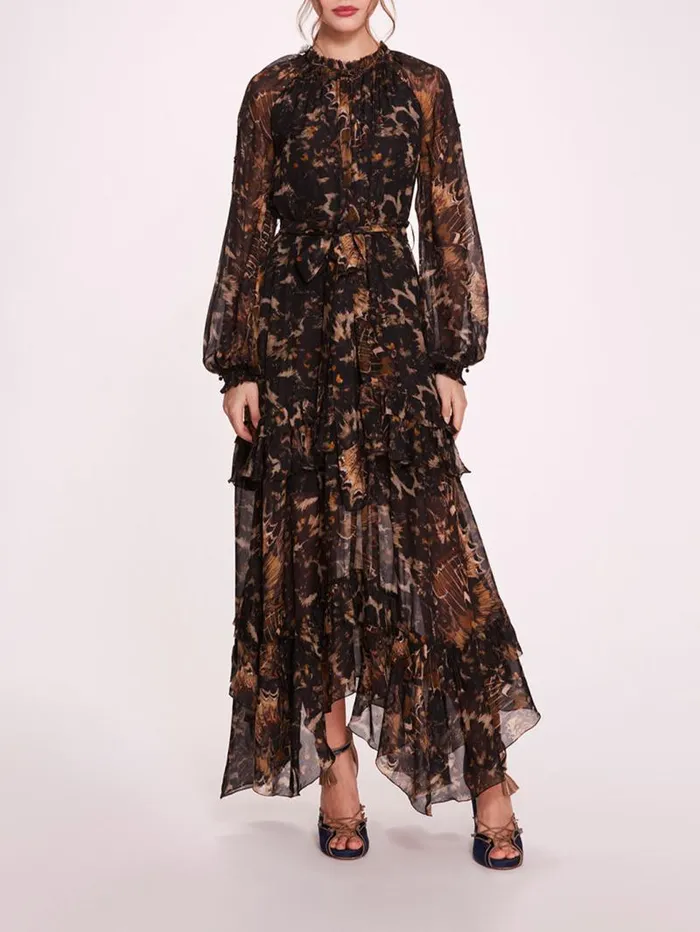 Women Marchesa Marchesa Rosa Monarch Maxi Dress Black Multi