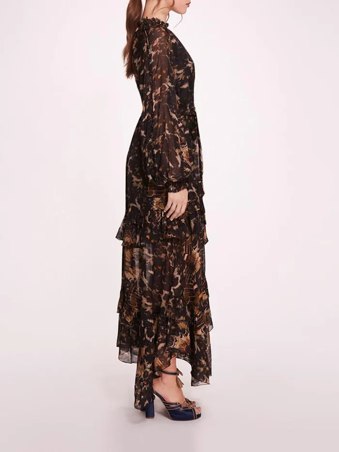 Women Marchesa Marchesa Rosa Monarch Maxi Dress Black Multi