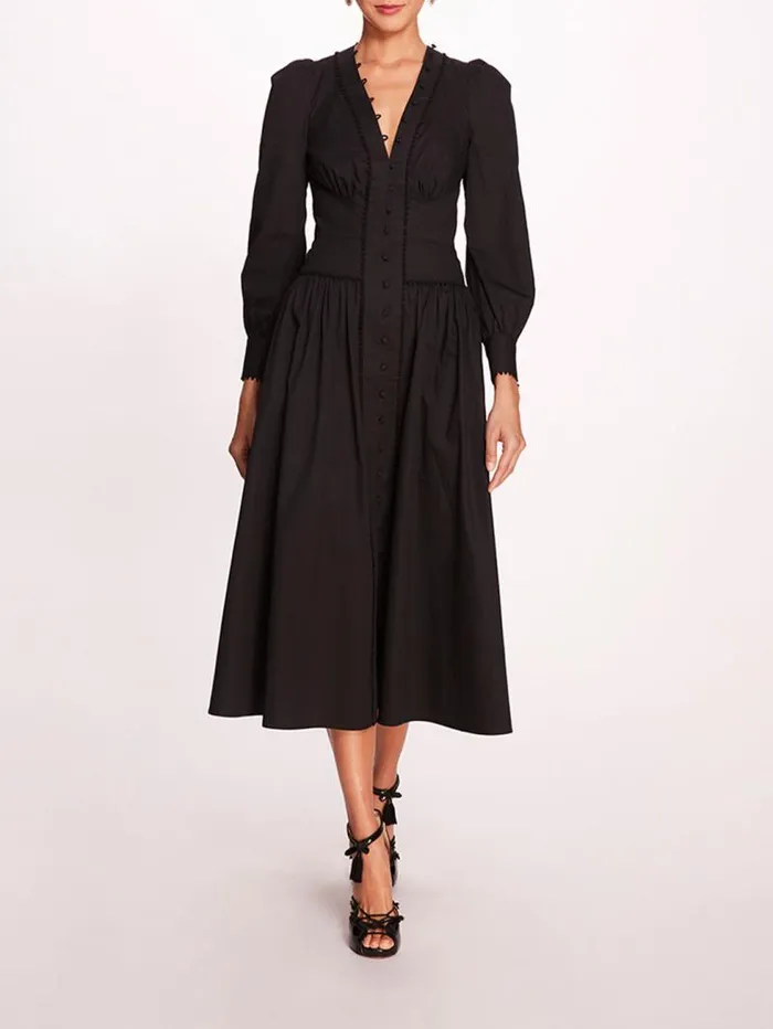 Women Marchesa Marchesa Rosa Tansy Midi Dress Black