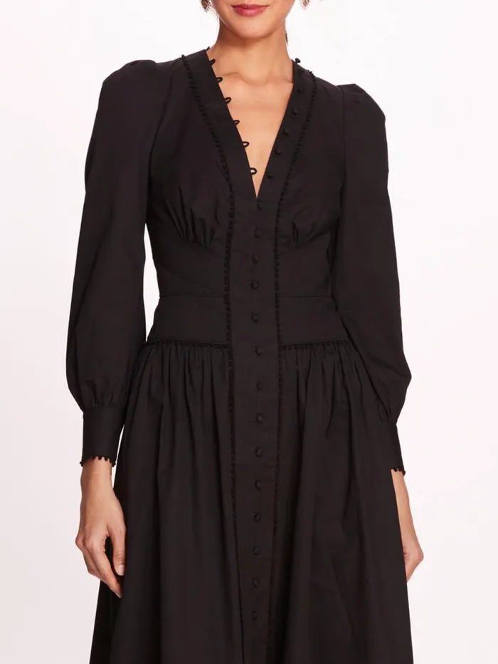 Women Marchesa Marchesa Rosa Tansy Midi Dress Black