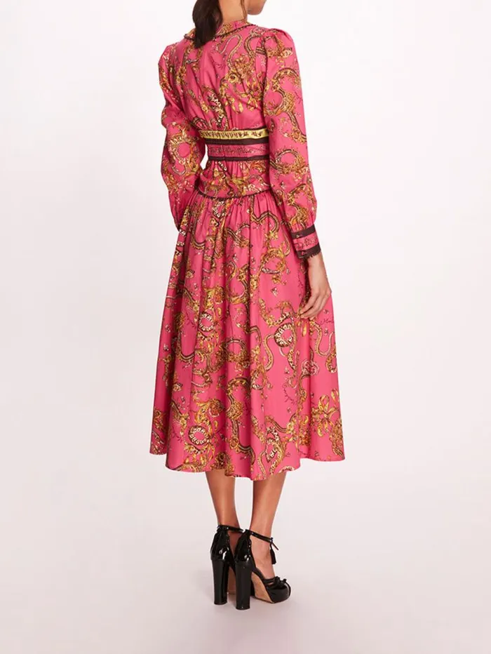 Women Marchesa Marchesa Rosa Tansy Midi Dress Fuchsia Multi