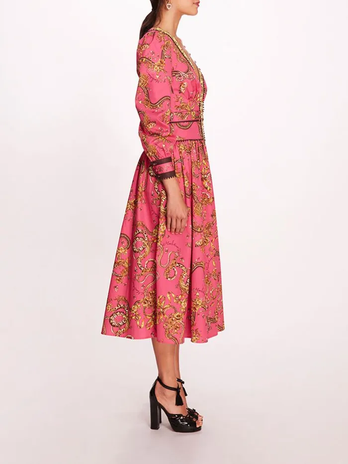 Women Marchesa Marchesa Rosa Tansy Midi Dress Fuchsia Multi