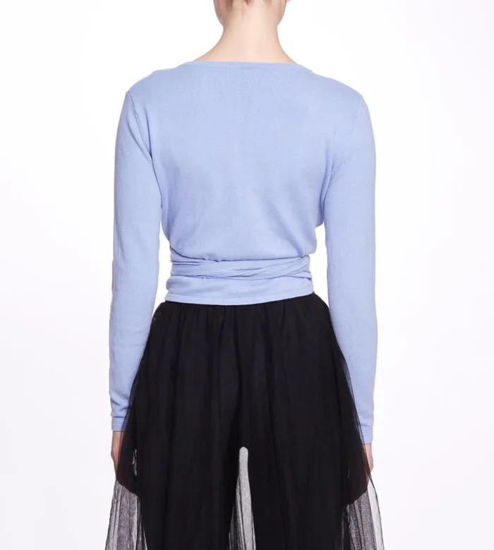 Women Marchesa Tops Anne Wrap Sweater Zen Blue