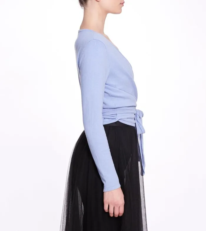 Women Marchesa Tops Anne Wrap Sweater Zen Blue