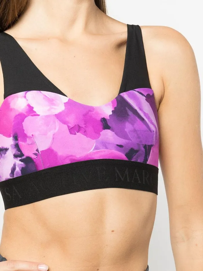 Women Marchesa Tops Coco Printed Bra Raspberry Multi