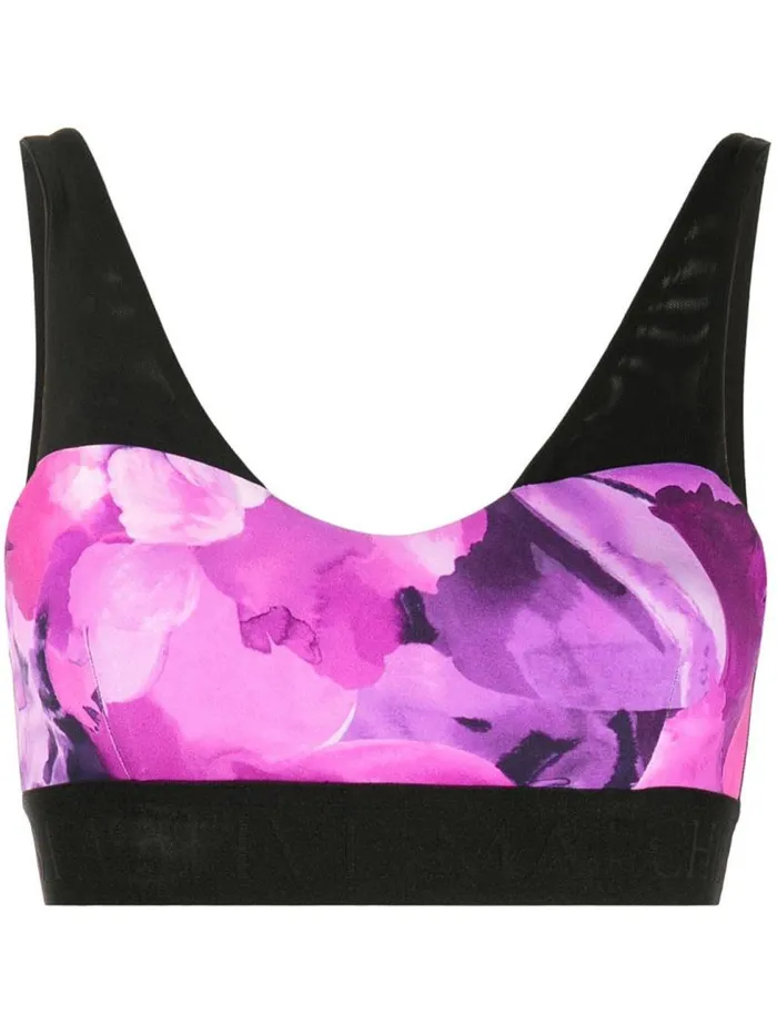 Women Marchesa Tops Coco Printed Bra Raspberry Multi