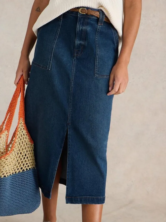 Women Maren Denim Midi Skirt Mid Denim White Stuff Skirts Women Maren Denim Midi Skirt Mid Denim White Stuff Skirts