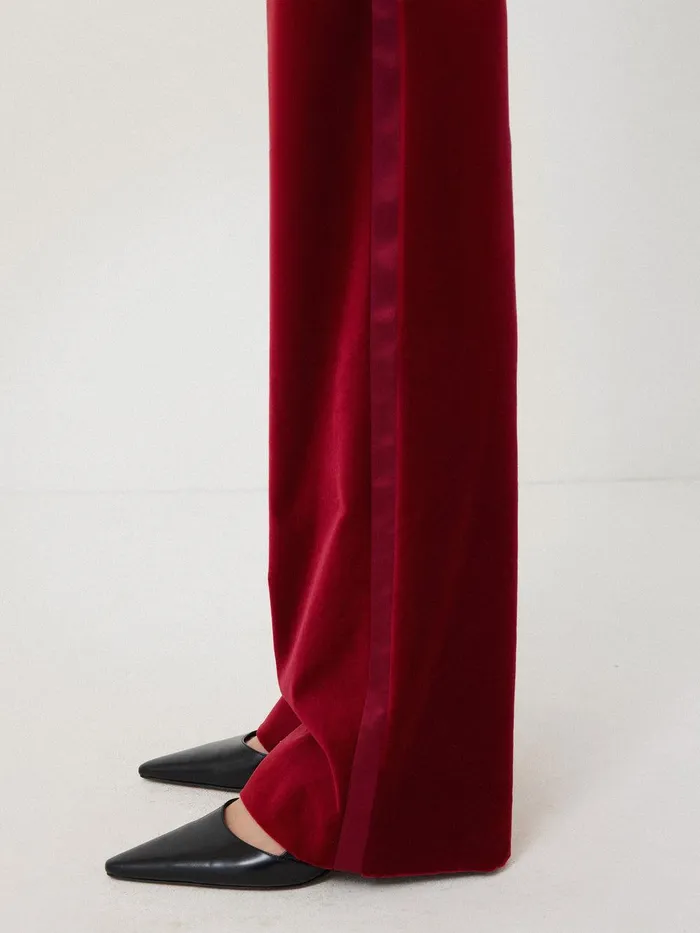 Women Mason Velvet Trouser Red Jigsaw Trousers