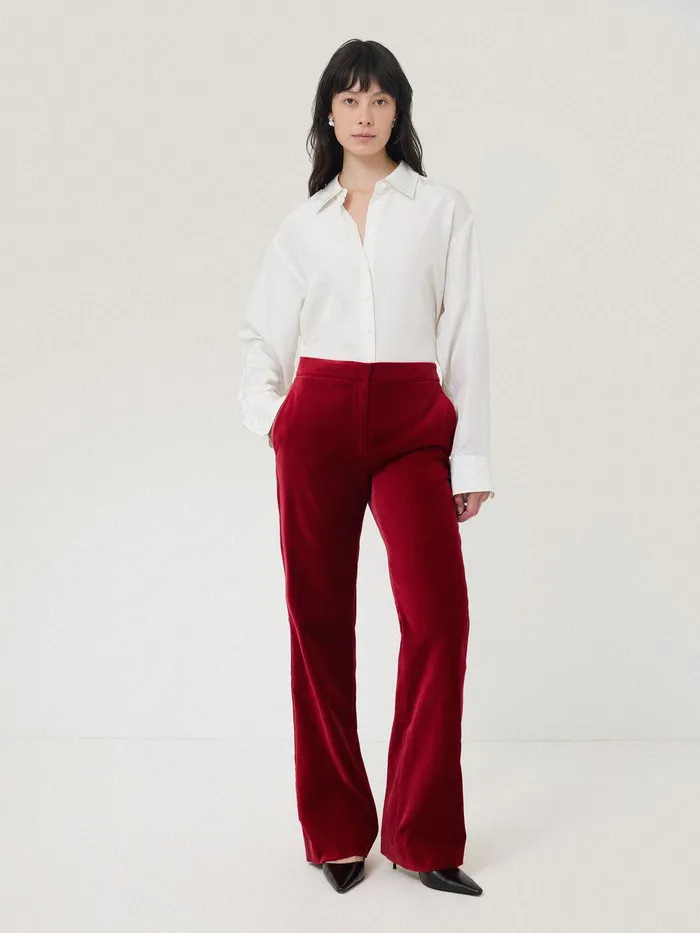 Women Mason Velvet Trouser Red Jigsaw Trousers