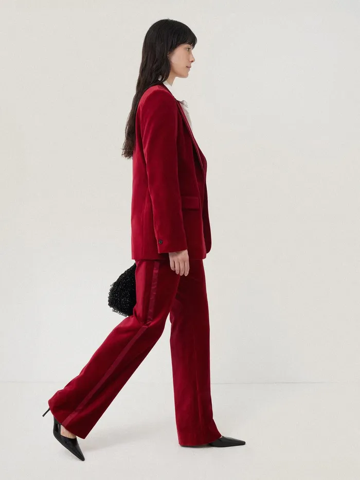 Women Mason Velvet Trouser Red Jigsaw Trousers