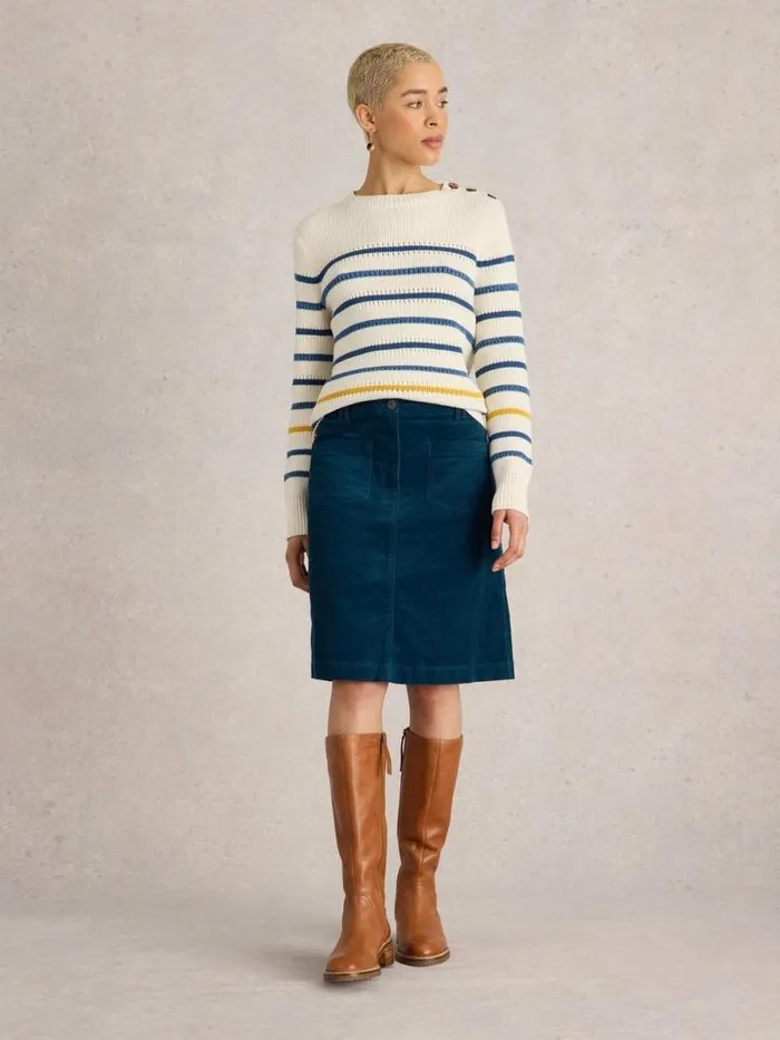 Women Melody Organic Cord Skirt Mid Teal White Stuff Skirts