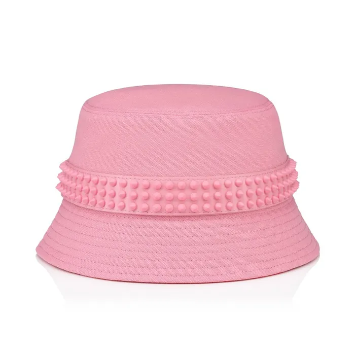 WomenMen Bobino Spikes Bucket Hat 8211 Cotton And Calf Leather 8211 Calipso Christian Louboutin Hats
