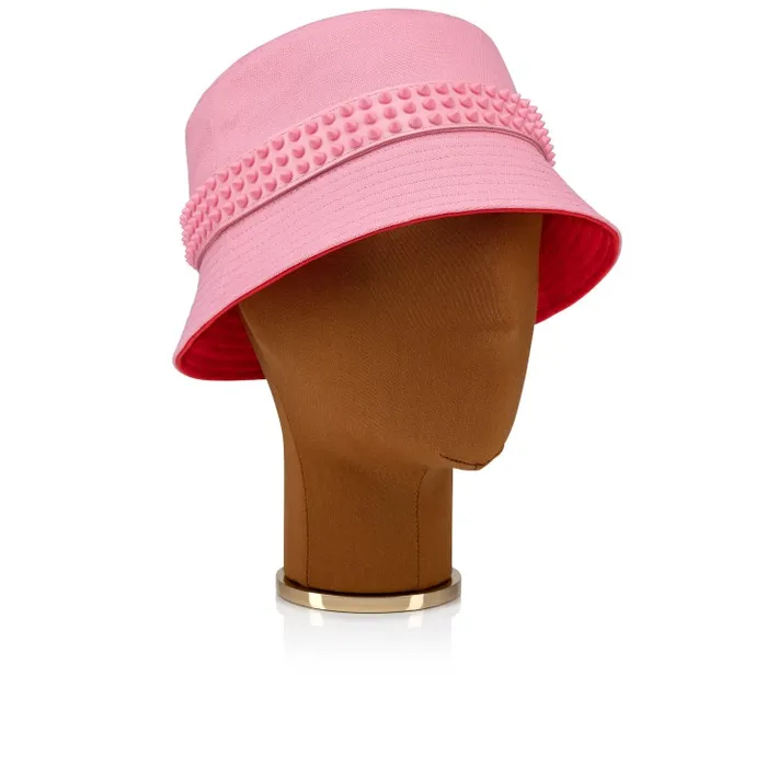 WomenMen Bobino Spikes Bucket Hat 8211 Cotton And Calf Leather 8211 Calipso Christian Louboutin Hats