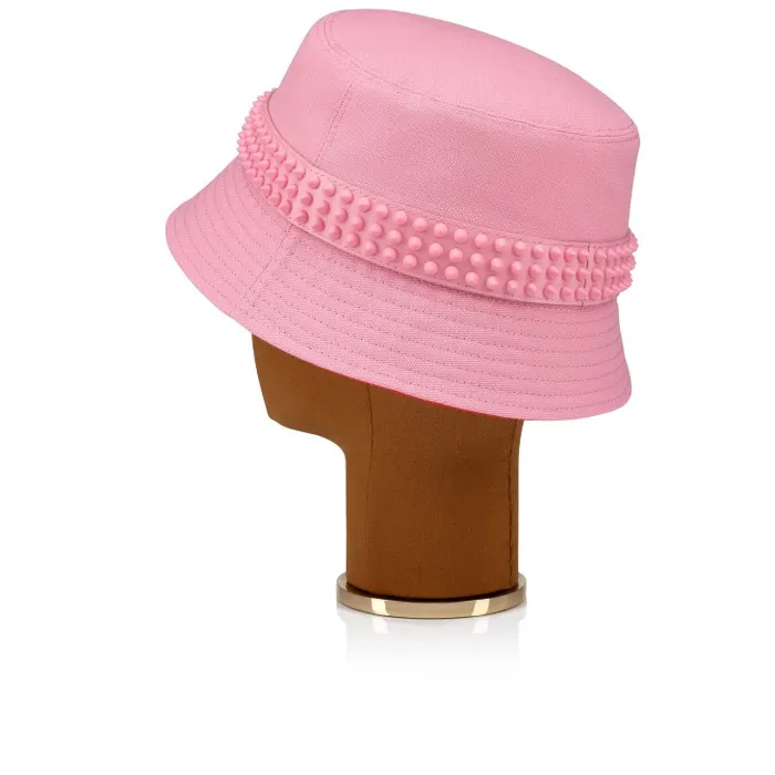 WomenMen Bobino Spikes Bucket Hat 8211 Cotton And Calf Leather 8211 Calipso Christian Louboutin Hats