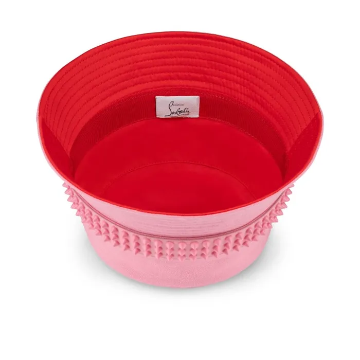 WomenMen Bobino Spikes Bucket Hat 8211 Cotton And Calf Leather 8211 Calipso Christian Louboutin Hats
