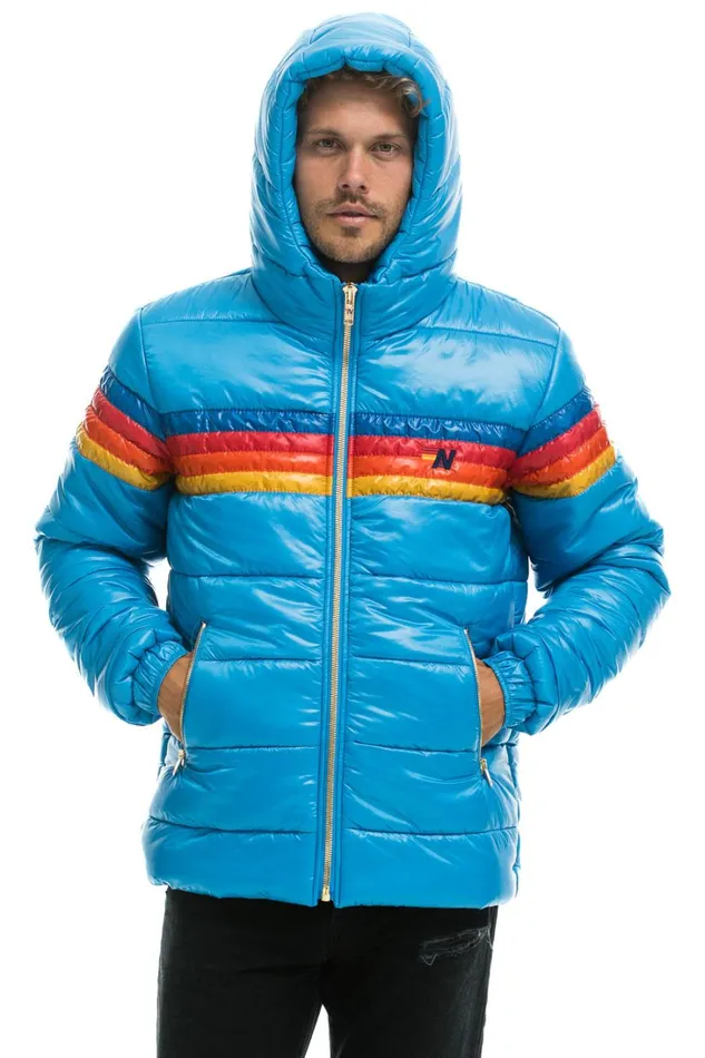 WomenMen Outerwear Aviator Nation 4 STRIPE LUXE TREKKER JACKET 8211 GLOSSY OCEAN WomenMen Outerwear Aviator Nation 4 STRIPE LUXE TREKKER JACKET 8211 GLOSSY OCEAN
