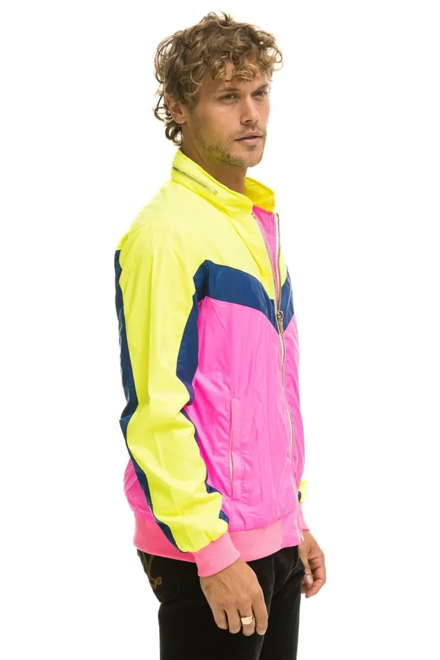 WomenMen Outerwear Aviator Nation MEN039S WINDBREAKER JACKET 8211 NEON PINK