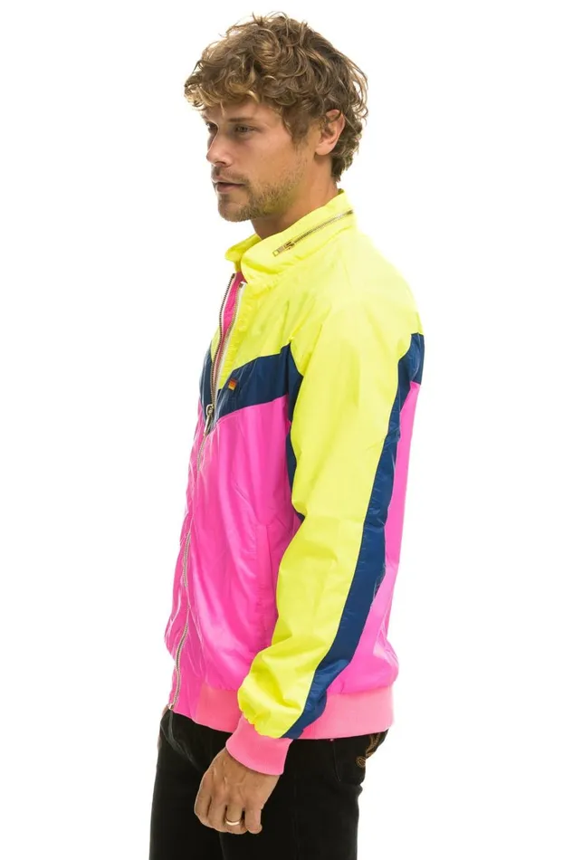 WomenMen Outerwear Aviator Nation MEN039S WINDBREAKER JACKET 8211 NEON PINK