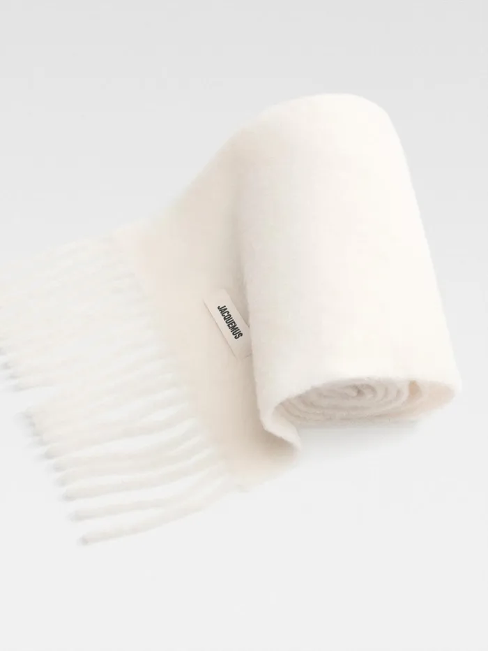 WomenMen Scarves Beanies and Gloves JACQUEMUS The Carro Scarf Offwhite