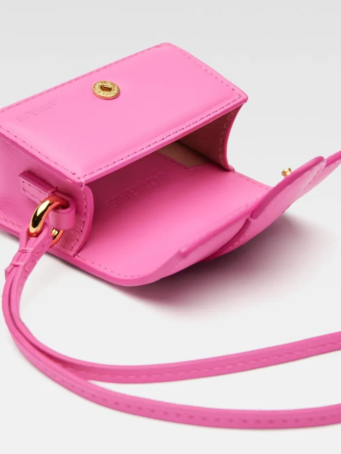 WomenMen Small Leather Goods JACQUEMUS The Bambino Flap Case Neon Pink