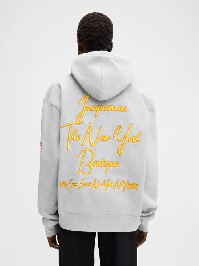 WomenMen Sweatshirts and Joggings JACQUEMUS The New York Hoodie New York Adresse Grey WomenMen Sweatshirts and Joggings JACQUEMUS The New York Hoodie New York Adresse Grey