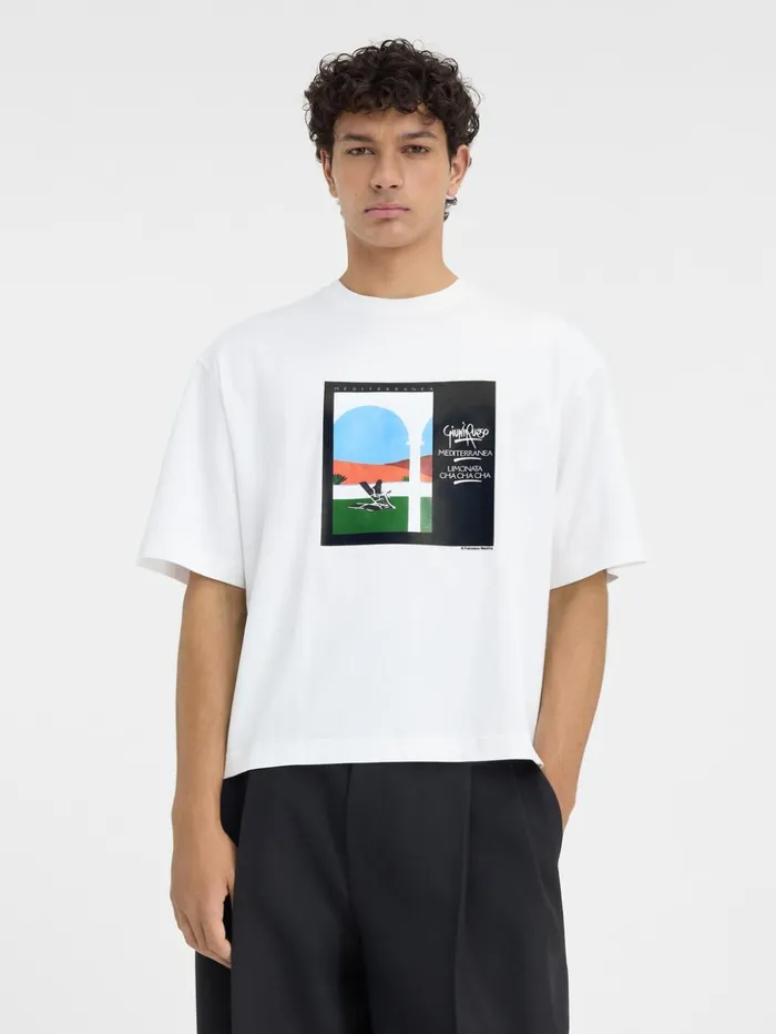 WomenMen Tshirts JACQUEMUS The Scesa Tshirt Mediterranea Print