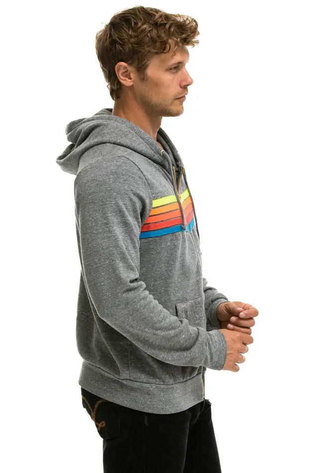 WomenMen Tops Aviator Nation 5 STRIPE HOODIE 8211 HEATHER GREY NEON RAINBOW WomenMen Tops Aviator Nation 5 STRIPE HOODIE 8211 HEATHER GREY NEON RAINBOW