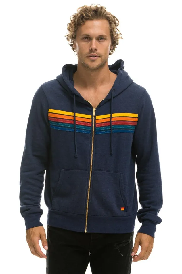 WomenMen Tops Aviator Nation 5 STRIPE HOODIE 8211 NAVY