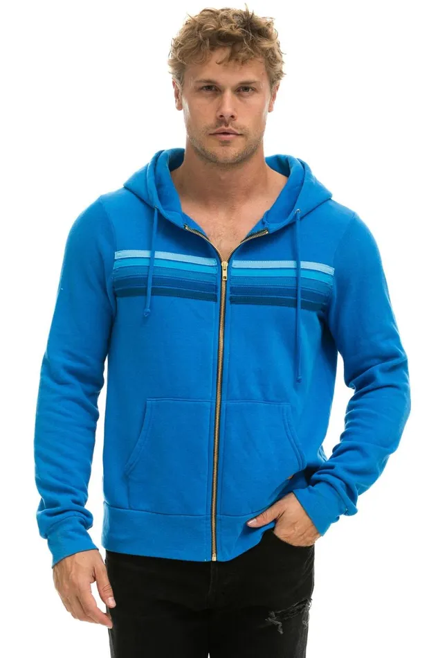 WomenMen Tops Aviator Nation 5 STRIPE HOODIE 8211 OCEAN BLUE
