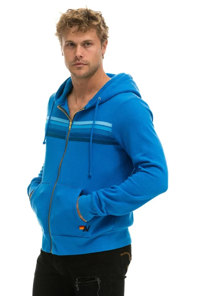 WomenMen Tops Aviator Nation 5 STRIPE HOODIE 8211 OCEAN BLUE
