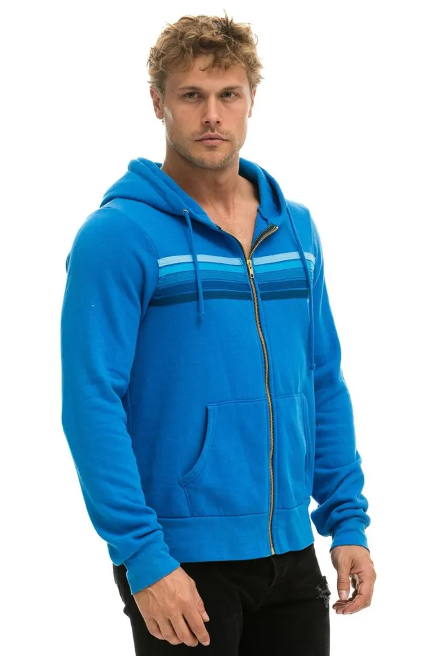 WomenMen Tops Aviator Nation 5 STRIPE HOODIE 8211 OCEAN BLUE