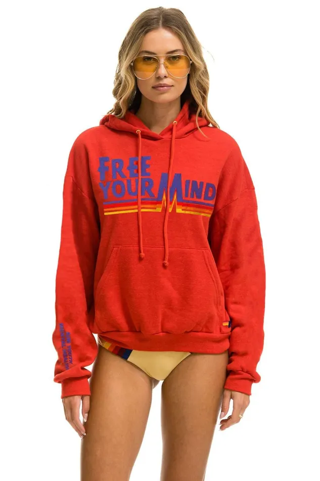 WomenMen Tops Aviator Nation AVIATOR NATION AIM YOUTH MENTAL HEALTH RELAXED PULLOVER HOODIE 8211 RED