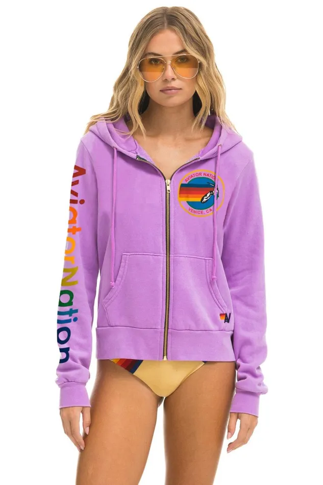 WomenMen Tops Aviator Nation AVIATOR NATION HOODIE 8211 NEON PURPLE